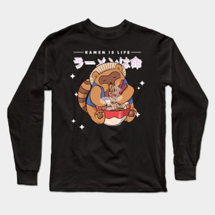 Ramen is Life Racoon Japanese Aesthetic Long Sleeve T-Shirt